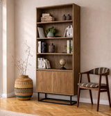 Bookcase walnut melamine Rea 80x182x36 cm