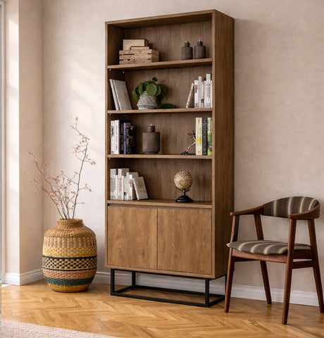 Bookcase walnut melamine Rea 80x182x36 cm