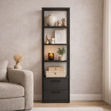 Bookcase Robbins Black Black Anthracite Melamine 39x160x39 cm