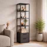 Bookcase Robbins Black Black Anthracite Melamine 39x160x39 cm