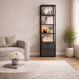 Bookcase Robbins Black Black Anthracite Melamine 39x160x39 cm