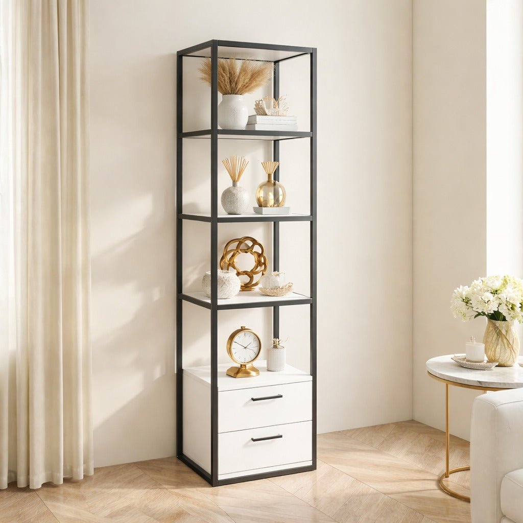 Bookcase Robbins Black Black White Melamine 39X160X39 CM