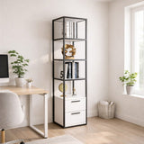 Bookcase Robbins Black Black White Melamine 39X160X39 CM