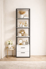 Bookcase Robbins Black Black White Melamine 39X160X39 CM