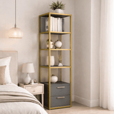 Bookcase Robbins Gold Gold Anthracite Melamine 39x160x39 cm