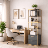 Bookcase Robbins Gold Gold Anthracite Melamine 39x160x39 cm