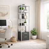 Bookcase Robbins White White Anthracite Melamine 39x160x39 cm