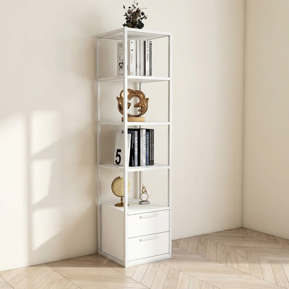 Bookcase Robbins White White Melamine 39x160x39 cm
