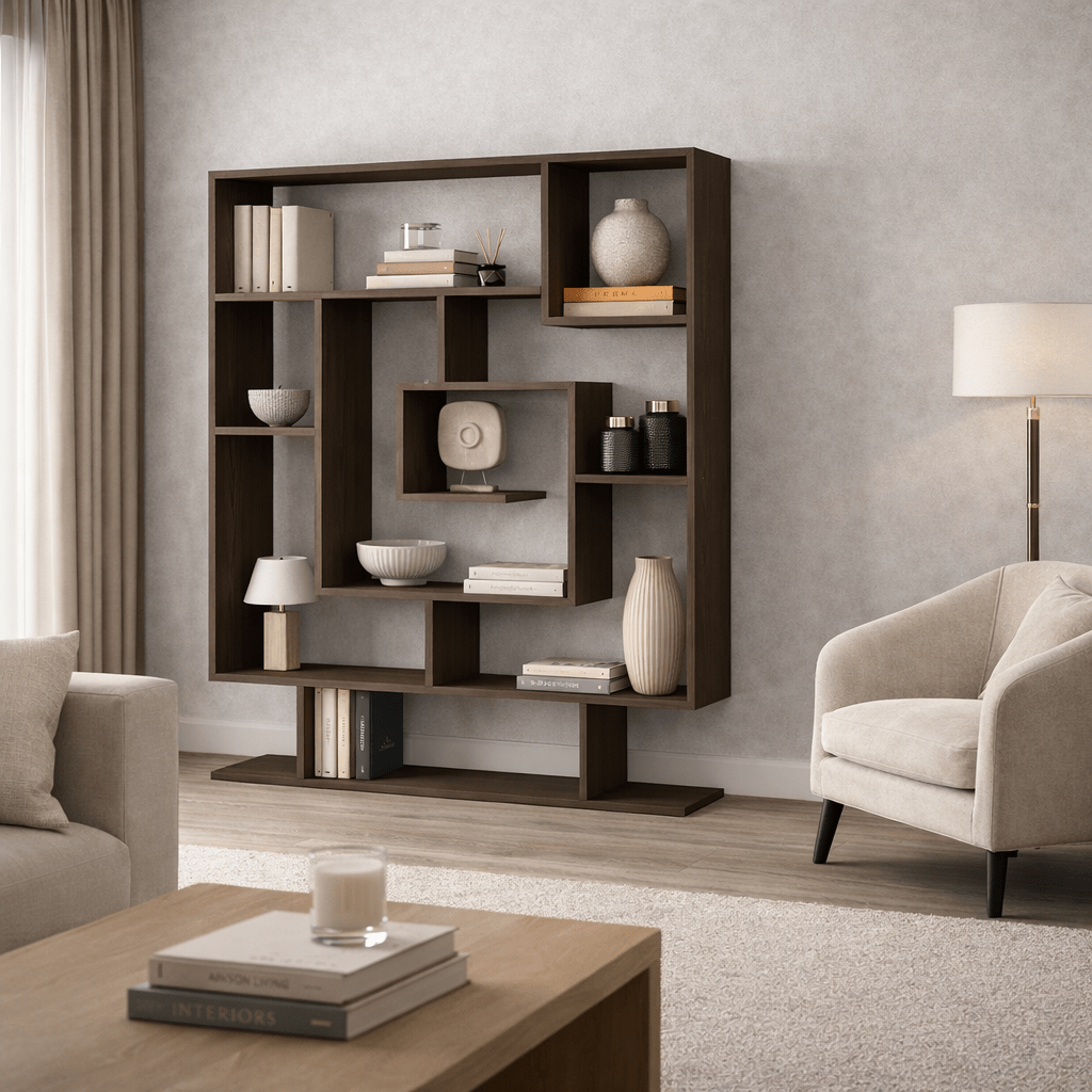 Bookcase Sarmasik Wengé Brown Melamine 124.8x149.4x22 cm