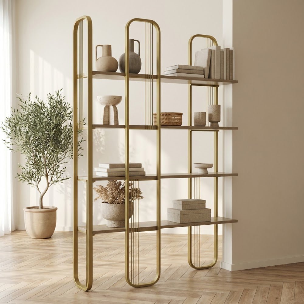 Boekenkasten - Boekenkast Sierra Geel Melamine 124x182x26 cm - Dimehouse
