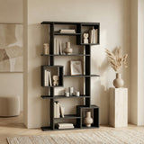 Asymmetric bookcase anthracite melamine Soto 92x173x28 cm