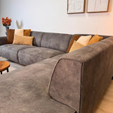 Industrial corner sofa anthracite eco-leather Brisbane - right 