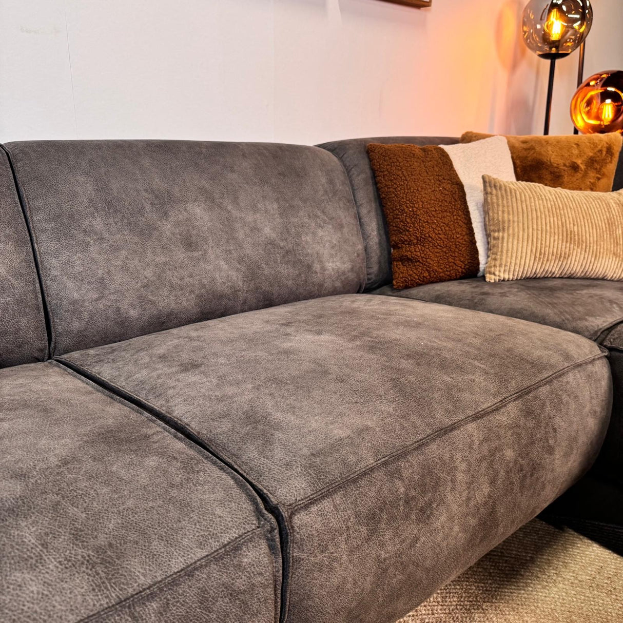 Industrial corner sofa anthracite eco-leather Brisbane - right 