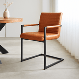 Industrial Dining Chair Cognac Kuba - Faux Leather - With Armrests 