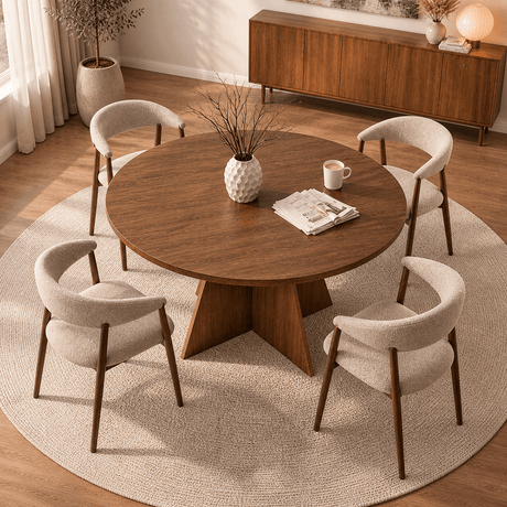 Dining room table round Walnut - 120 cm - Mary