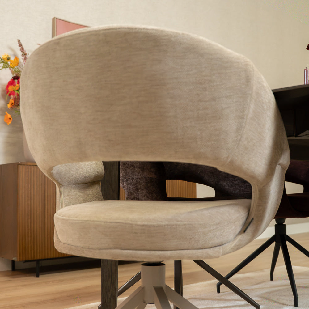 Eetkamerstoel Suzie draaibaar velvet beige
