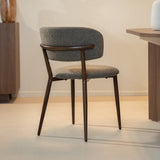 Eetkamerstoelen-Japandi Eetkamerstoel Yura Taupe - Walnootlook Frame-Dimehouse