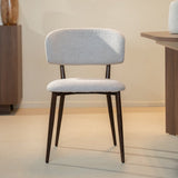 Eetkamerstoelen-Japandi Eetkamerstoel Yura Beige - Walnootlook Frame-Dimehouse