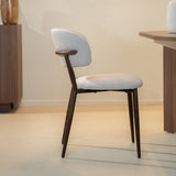 Eetkamerstoelen-Japandi Eetkamerstoel Yura Beige - Walnootlook Frame-Dimehouse