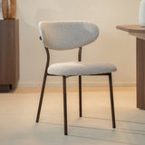 Eetkamerstoelen-Eetkamerstoel bouclé zandkleur Uma - walnootlook frame - Japandi-Dimehouse