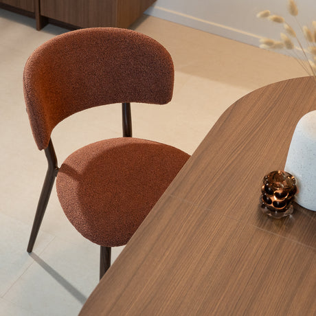 Japandi dining chair Yura copper - walnut look frame