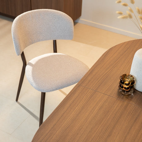 Japandi dining chair Yura beige - walnut look frame