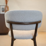 Eetkamerstoelen-Japandi Eetkamerstoel Yura Beige - Walnootlook Frame-Dimehouse