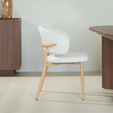 Eetkamerstoelen-Japandi Eetkamerstoel Yuka Beige - Eikenlook Frame-Dimehouse