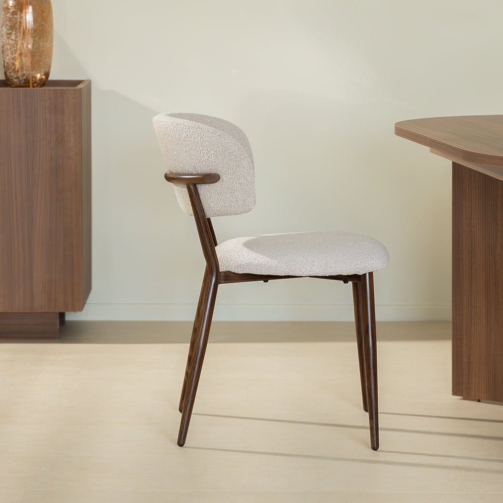 Eetkamerstoelen-Japandi Eetkamerstoel Yura Zand - Walnootlook Frame-Dimehouse