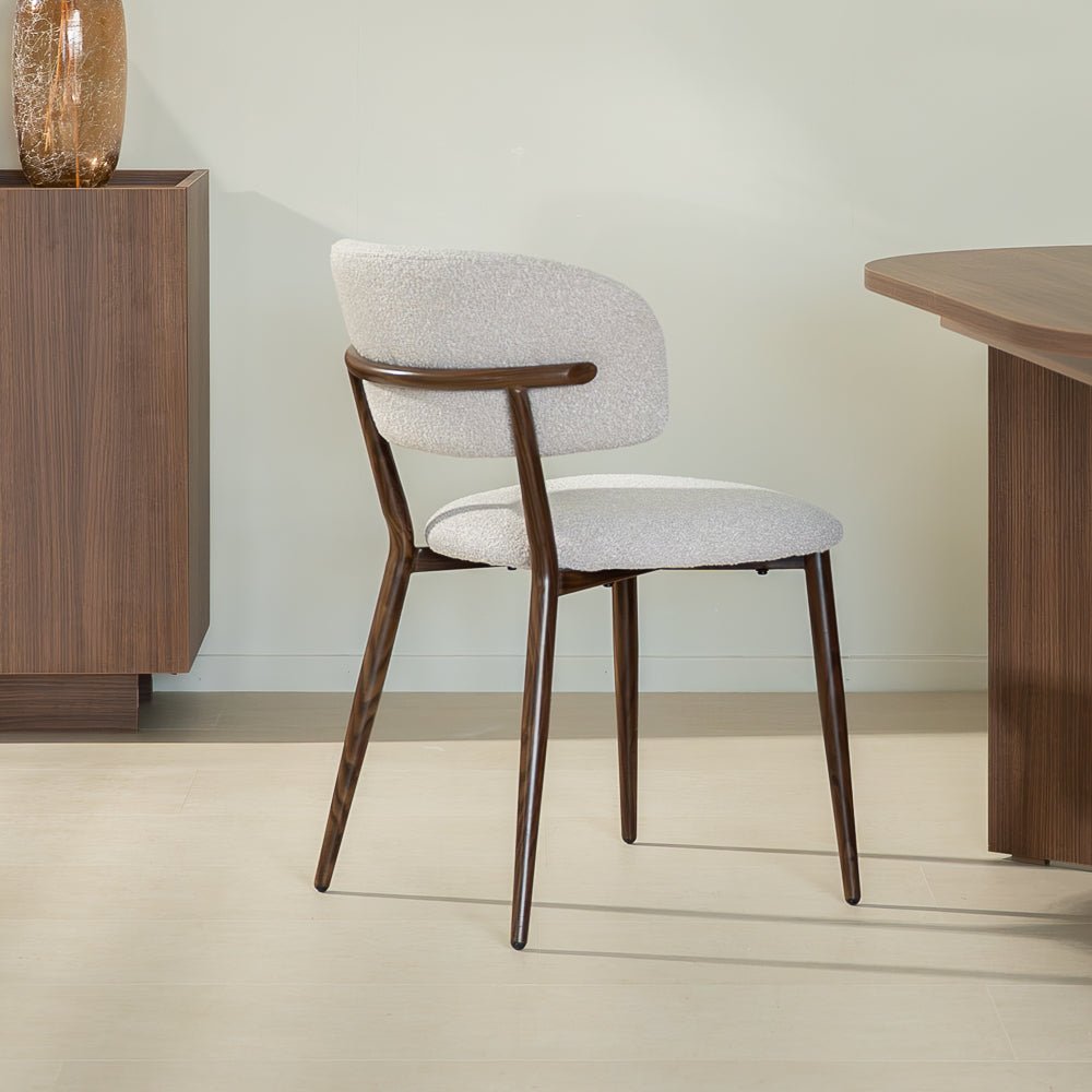 Eetkamerstoelen-Japandi Eetkamerstoel Yura Zand - Walnootlook Frame-Dimehouse