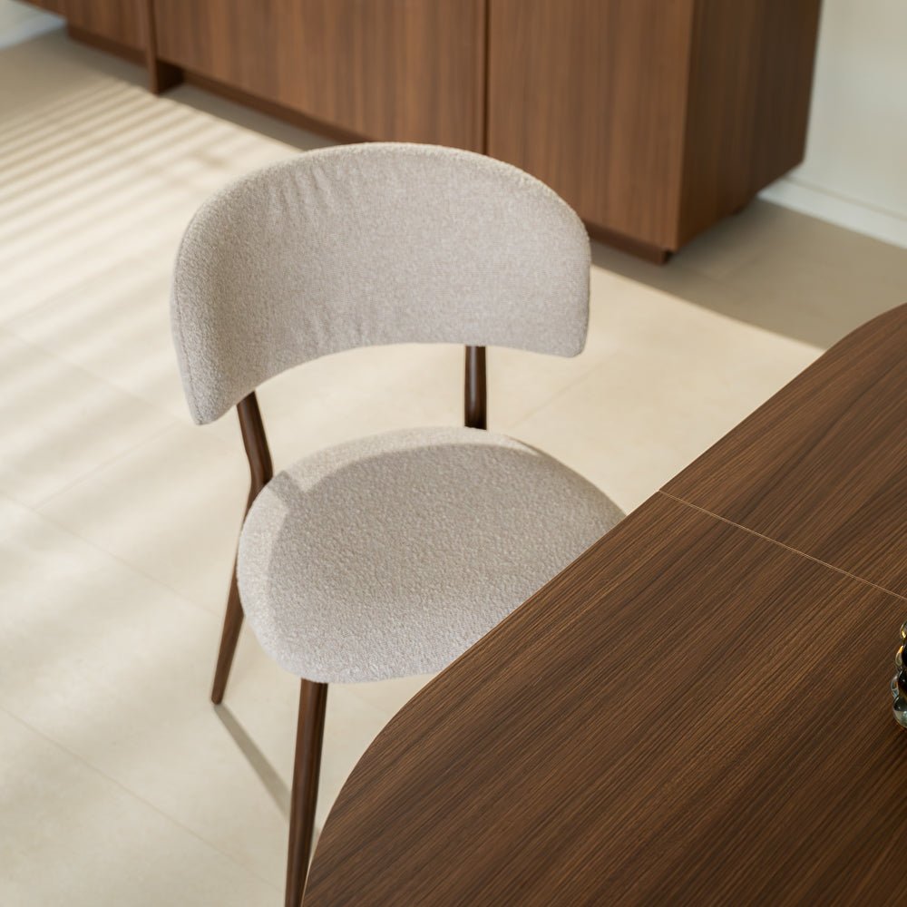 Eetkamerstoelen-Japandi Eetkamerstoel Yura Zand - Walnootlook Frame-Dimehouse
