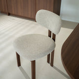 Eetkamerstoelen-Japandi Eetkamerstoel Miyo Bouclé Zandkleur - Walnootlook Frame-Dimehouse