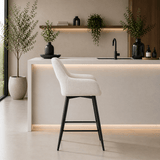 Swivel Bar Stool Beige Fabric Skye - Seat Height 67 cm - With Armrests