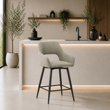 Swivel Bar Stool Green Fabric Skye - Seat Height 67 cm - With Armrests