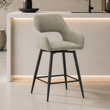 Swivel Bar Stool Green Fabric Skye - Seat Height 67 cm - With Armrests
