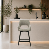 Swivel Bar Stool Green Fabric Skye - Seat Height 67 cm - With Armrests