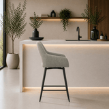 Swivel Bar Stool Green Fabric Skye - Seat Height 67 cm - With Armrests