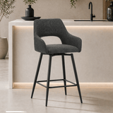 Swivel Bar Stool Black Fabric Skye - Seat Height 67 cm - With Armrests