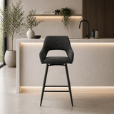 Swivel Bar Stool Black Fabric Skye - Seat Height 67 cm - With Armrests