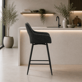 Swivel Bar Stool Black Fabric Skye - Seat Height 67 cm - With Armrests