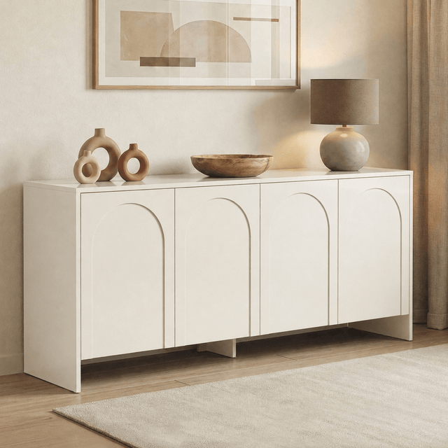 Sideboard beige melamine - six compartments - 180x80x45 cm