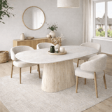 Sintered Stone Marble Look Travertine Dining Table Lea 180x90 cm - Danish Oval