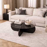 Aris Round Coffee Table 75 cm Glass - Black Base 