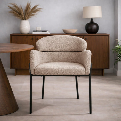 Dining room chair Bouclé Beige - Japandi - round shapes - Lola