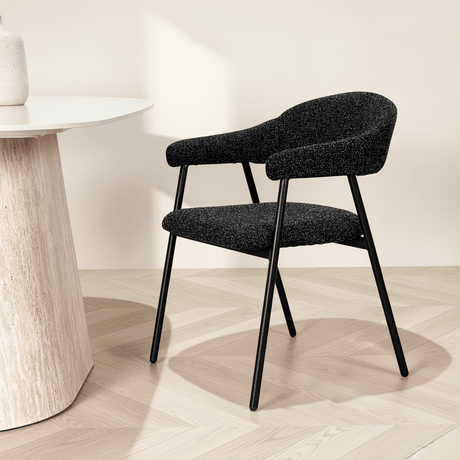 Eetkamerstoel Bouclé Zwart Lisa - Zwart Frame