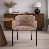Dining room chair Chenille Taupe with round back and arm - Lola