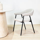 Dining Room Chair Set of 4 Bouclé Beige Lisa - Black Frame 