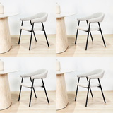 Dining Room Chair Set of 4 Bouclé Beige Lisa - Black Frame 