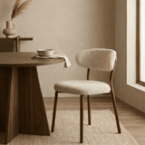 Dining chair bouclé sand Uma - walnut look frame - Japandi
