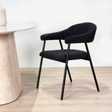 Dining Room Chair Bouclé Beige Lisa - Black Frame 